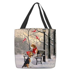 Beagle Hello Christmas/Winter/New Year Tote Bag