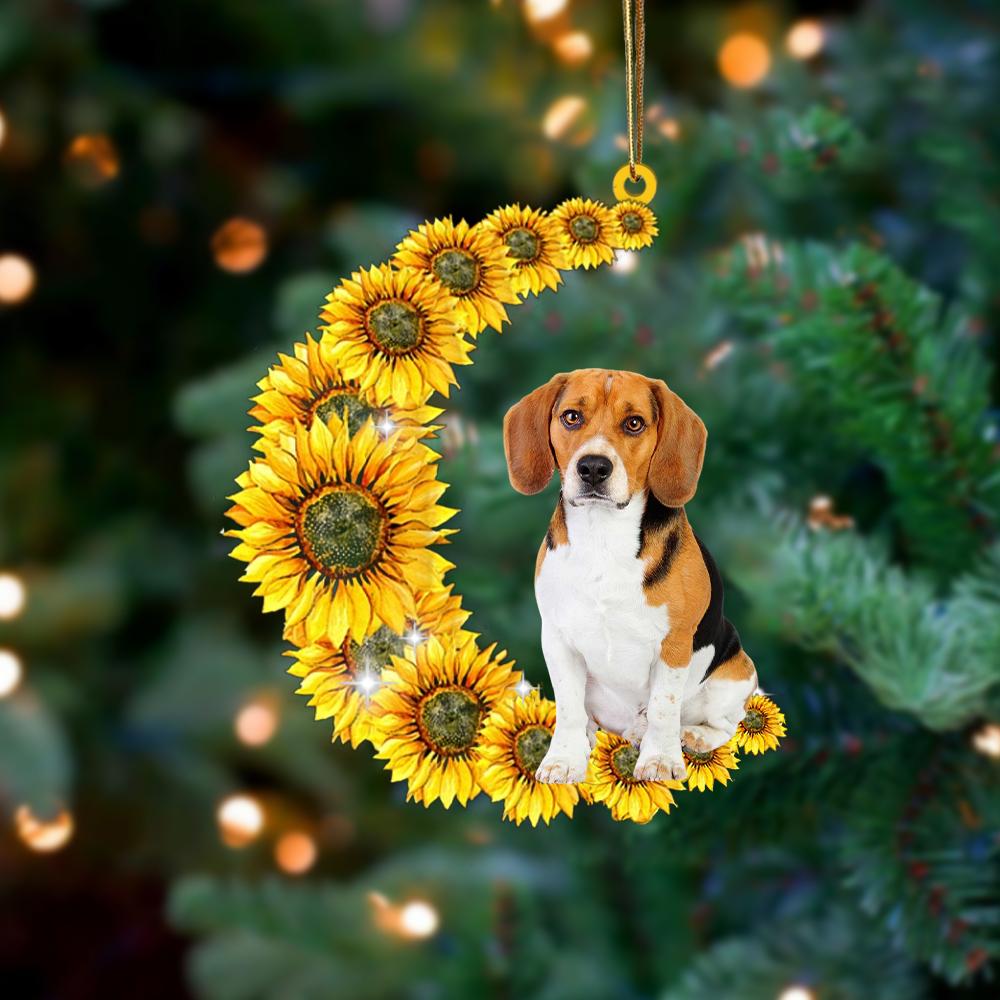 Beagle On Sunflower Moon Ornament