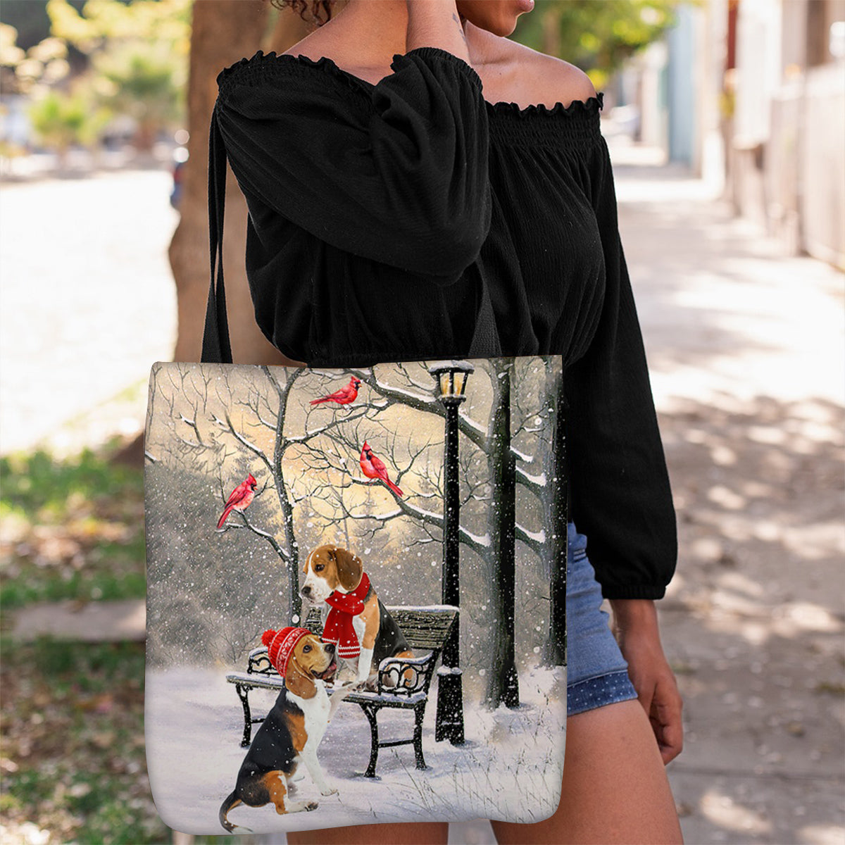 Beagle Hello Christmas/Winter/New Year Tote Bag