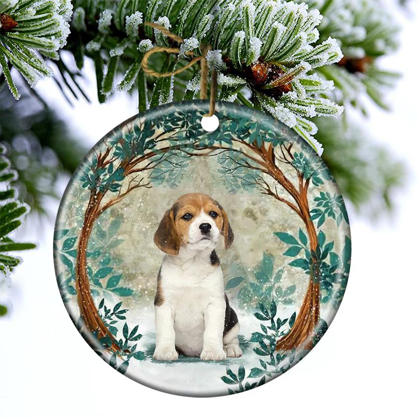 Beagle Puppy Among Forest Porcelain/Ceramic Ornament