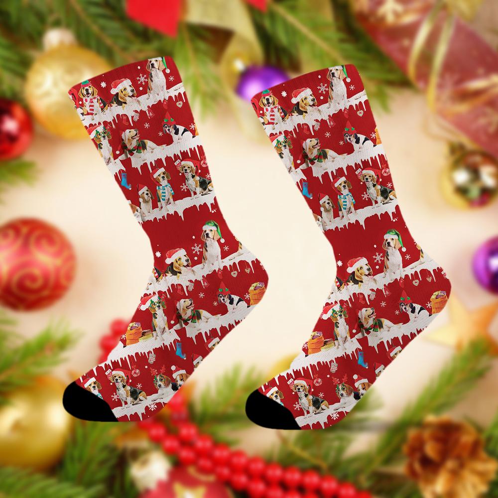 Beagle Merry Christmas Socks