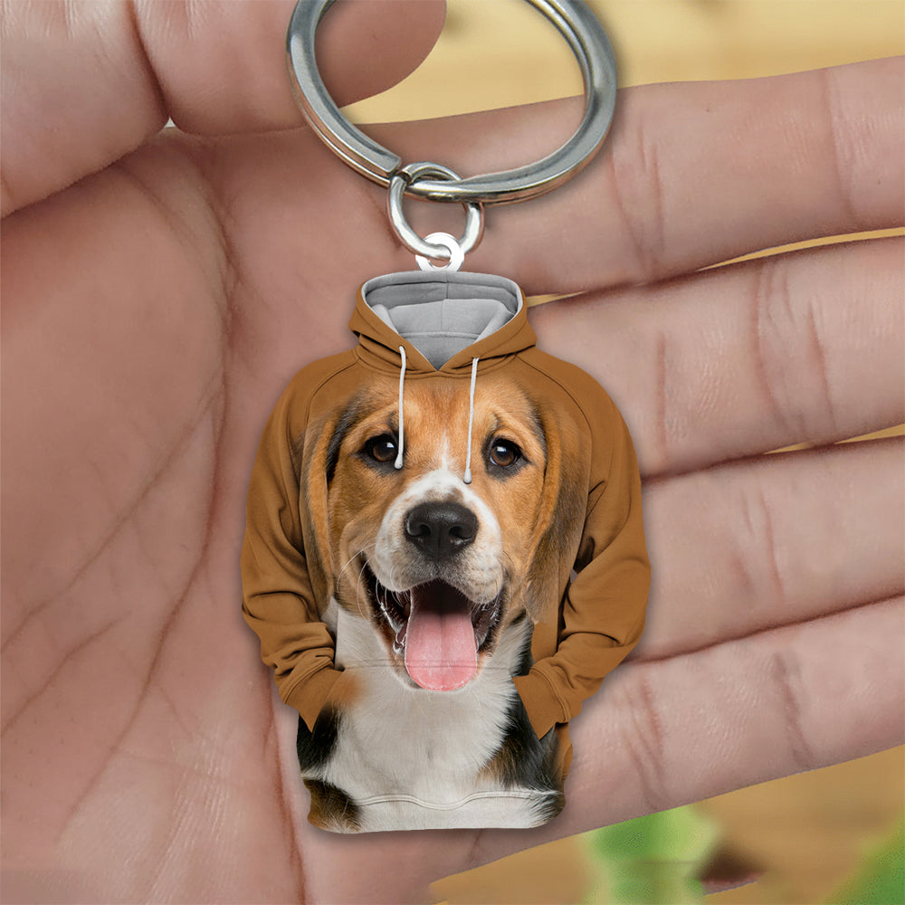 Beagle 3D Graphic Hoodie Acrylic Keychain