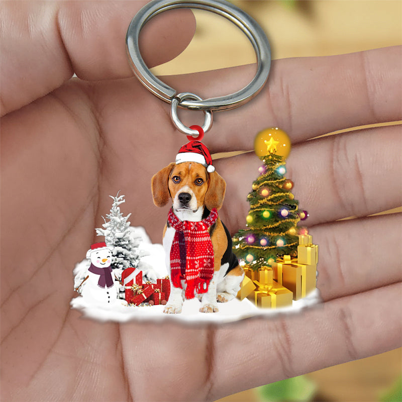 Beagle Early Merry Christma Acrylic Keychain