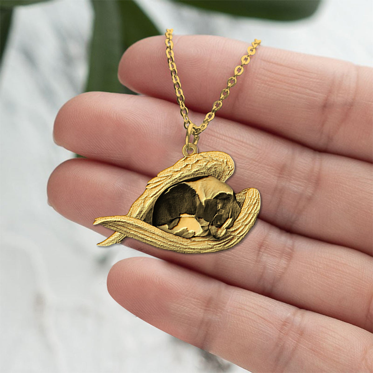 Beagle Sleeping Angel Necklace