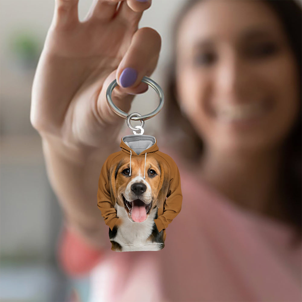 Beagle 3D Graphic Hoodie Acrylic Keychain