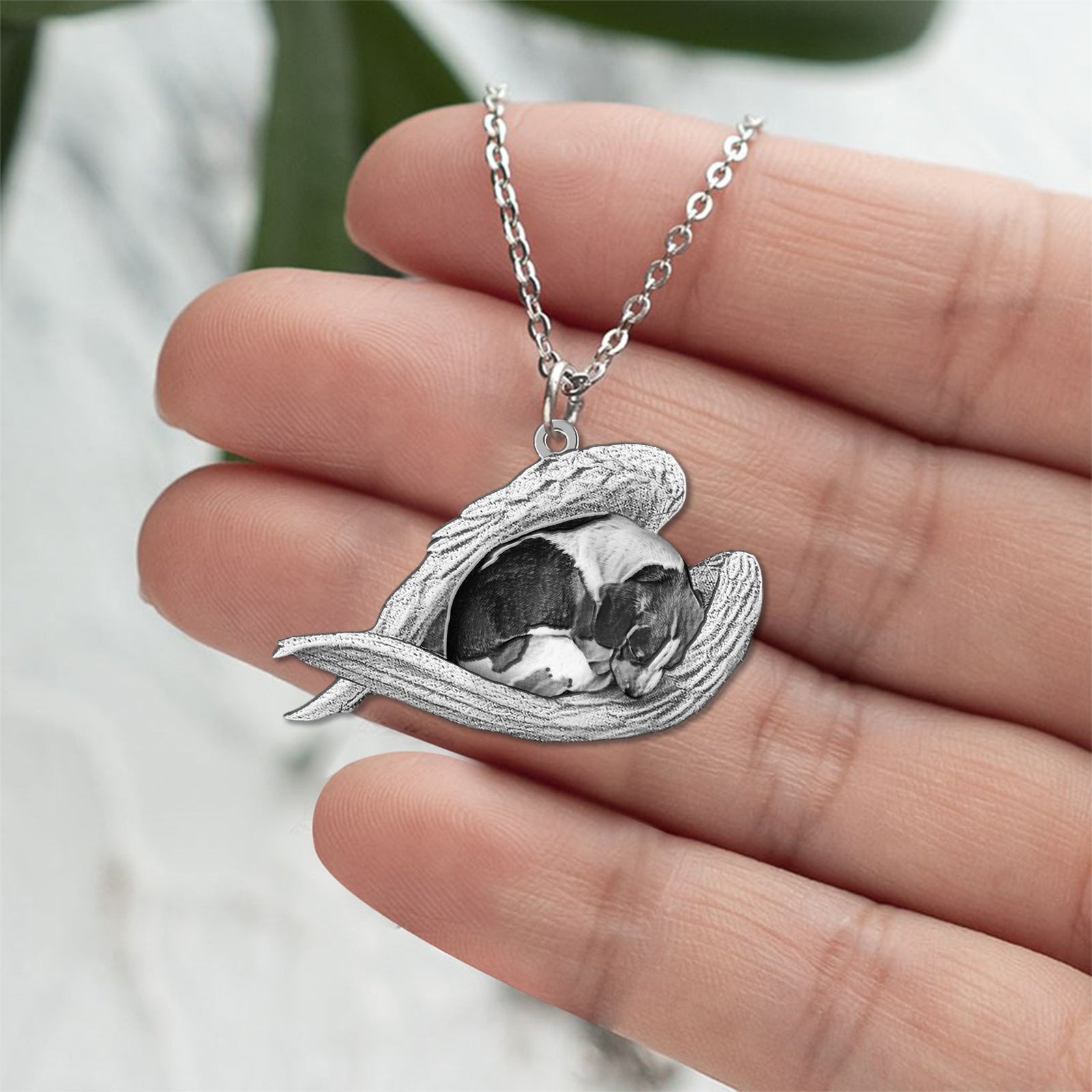 Beagle Sleeping Angel Necklace