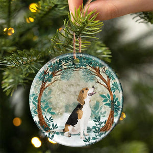 Beagle Among Forest Porcelain/Ceramic Ornament