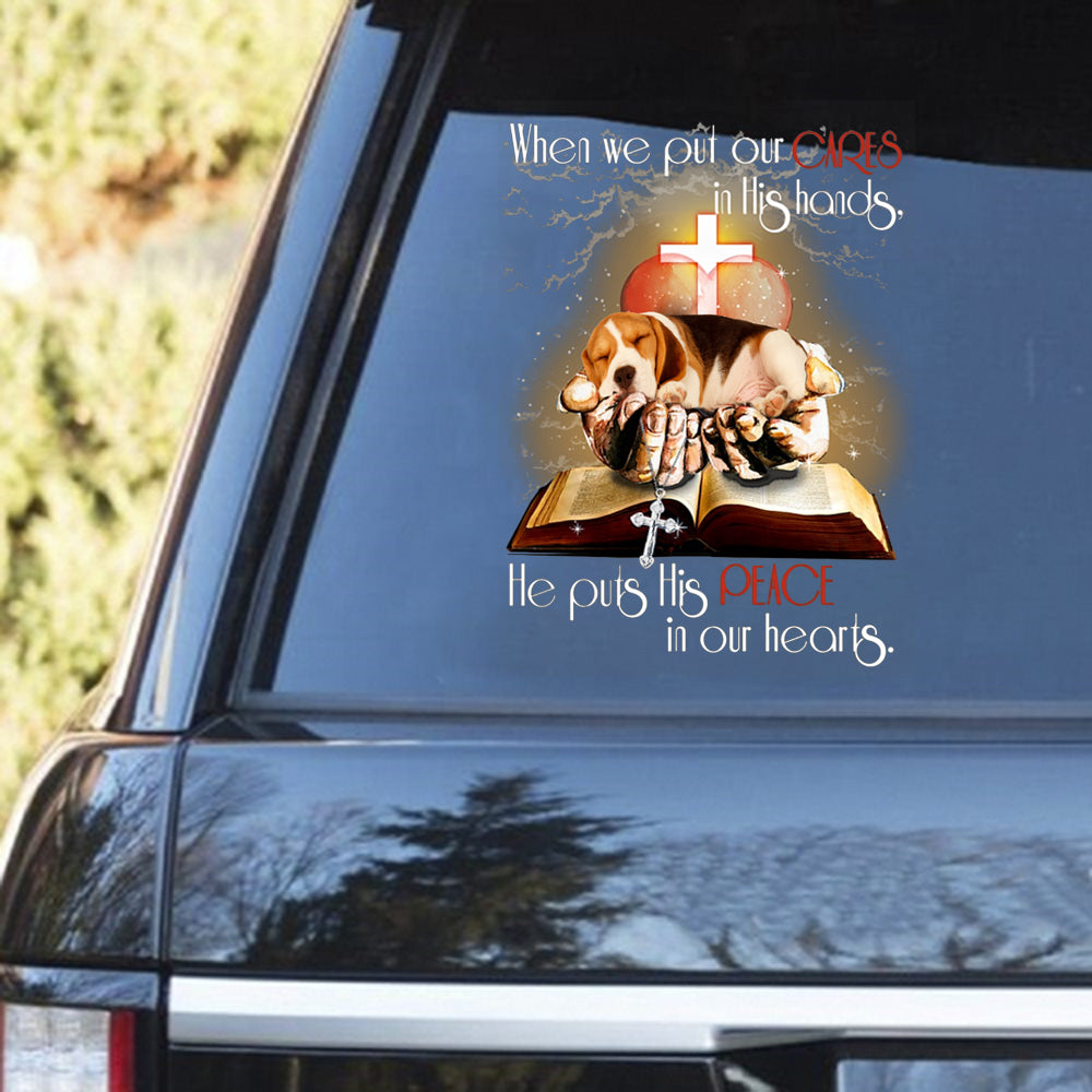 Beagle Car Sticker/We Care