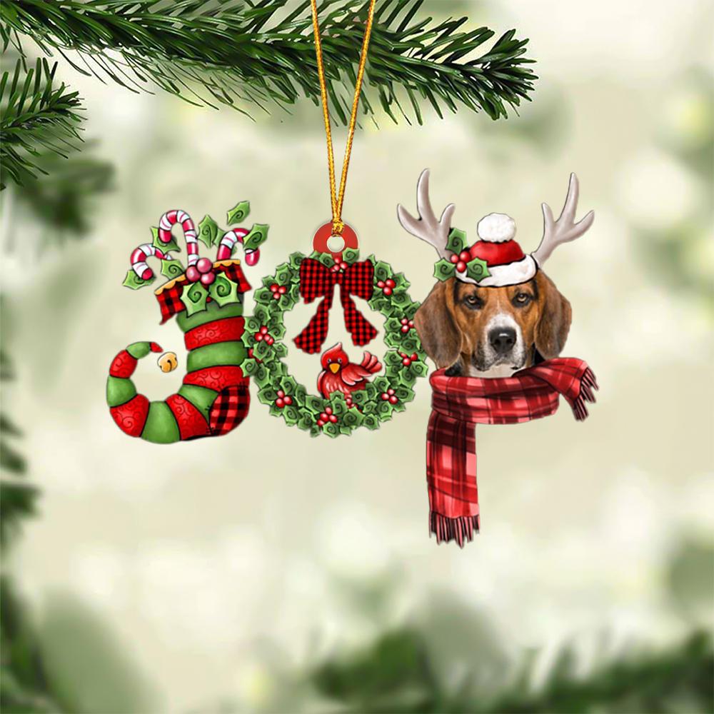 Beagle JOY Reindeer Hanging Ornament