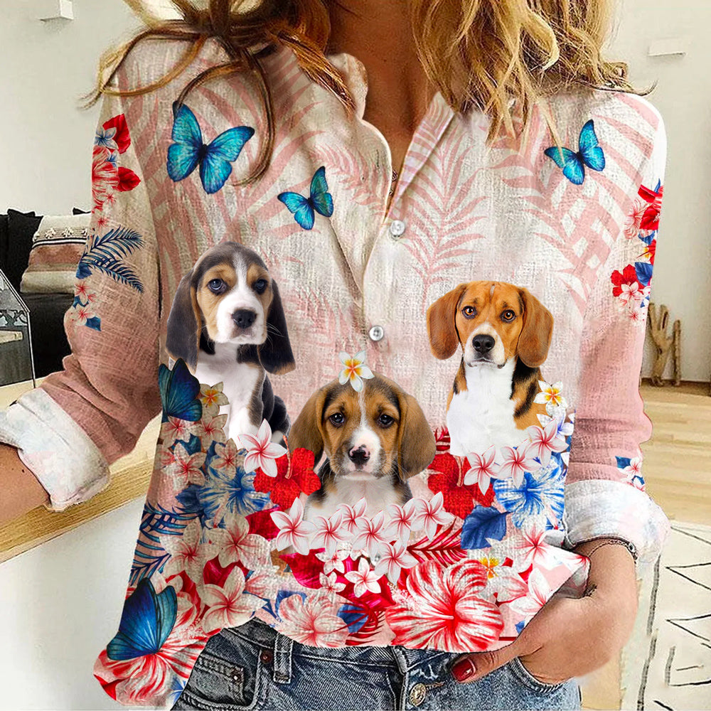 Beagle Tropical Floral Casual Shirt