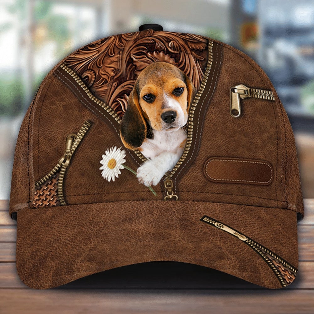 Beagle Holding Daisy Unisex Cap