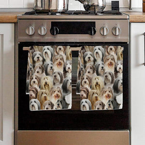 A Bunch Of Bearded Collies Kitchen Towel