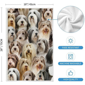 A Bunch Of Bearded Collies Kitchen Towel