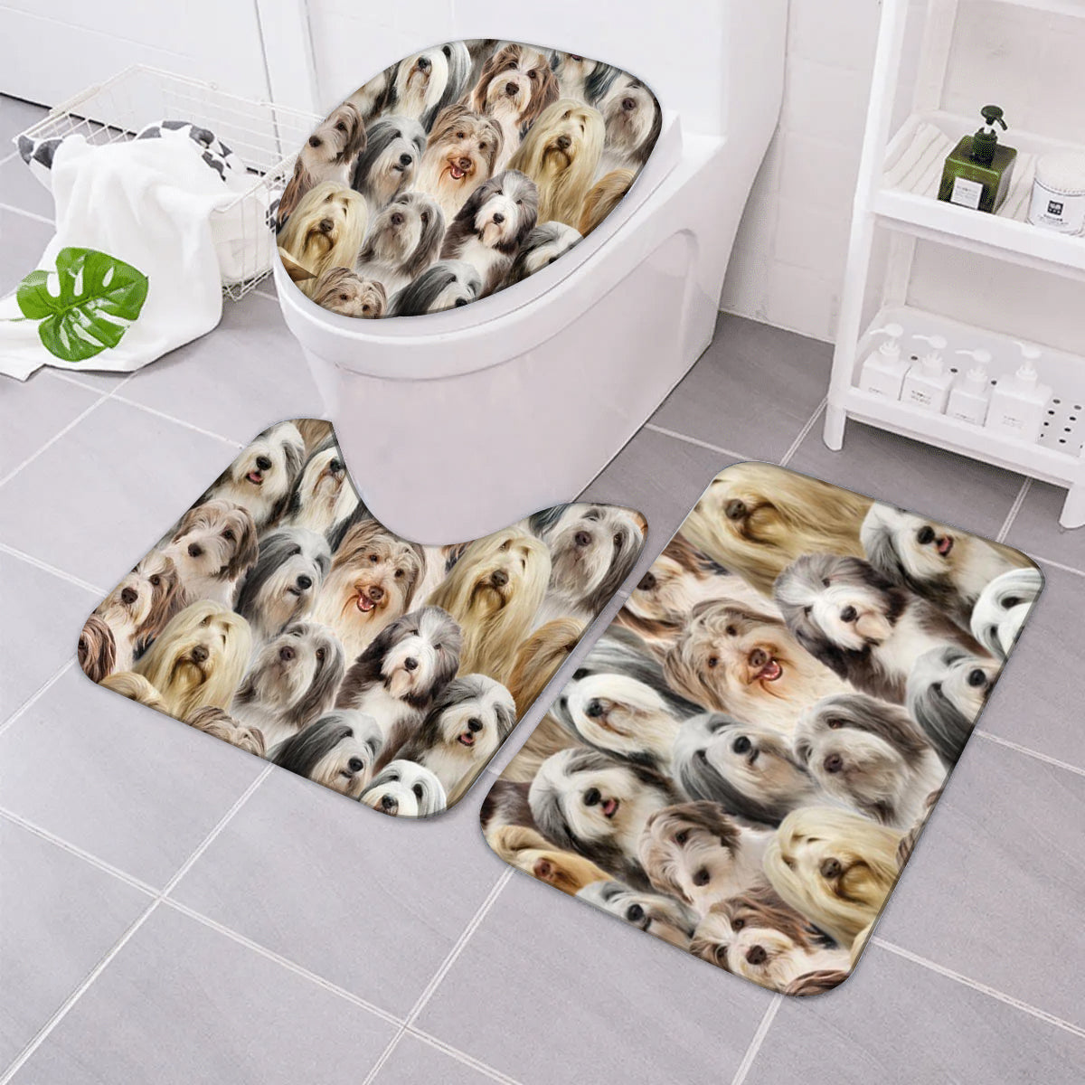 A Bunch Of Bearded Collies Bathroom Mat Set