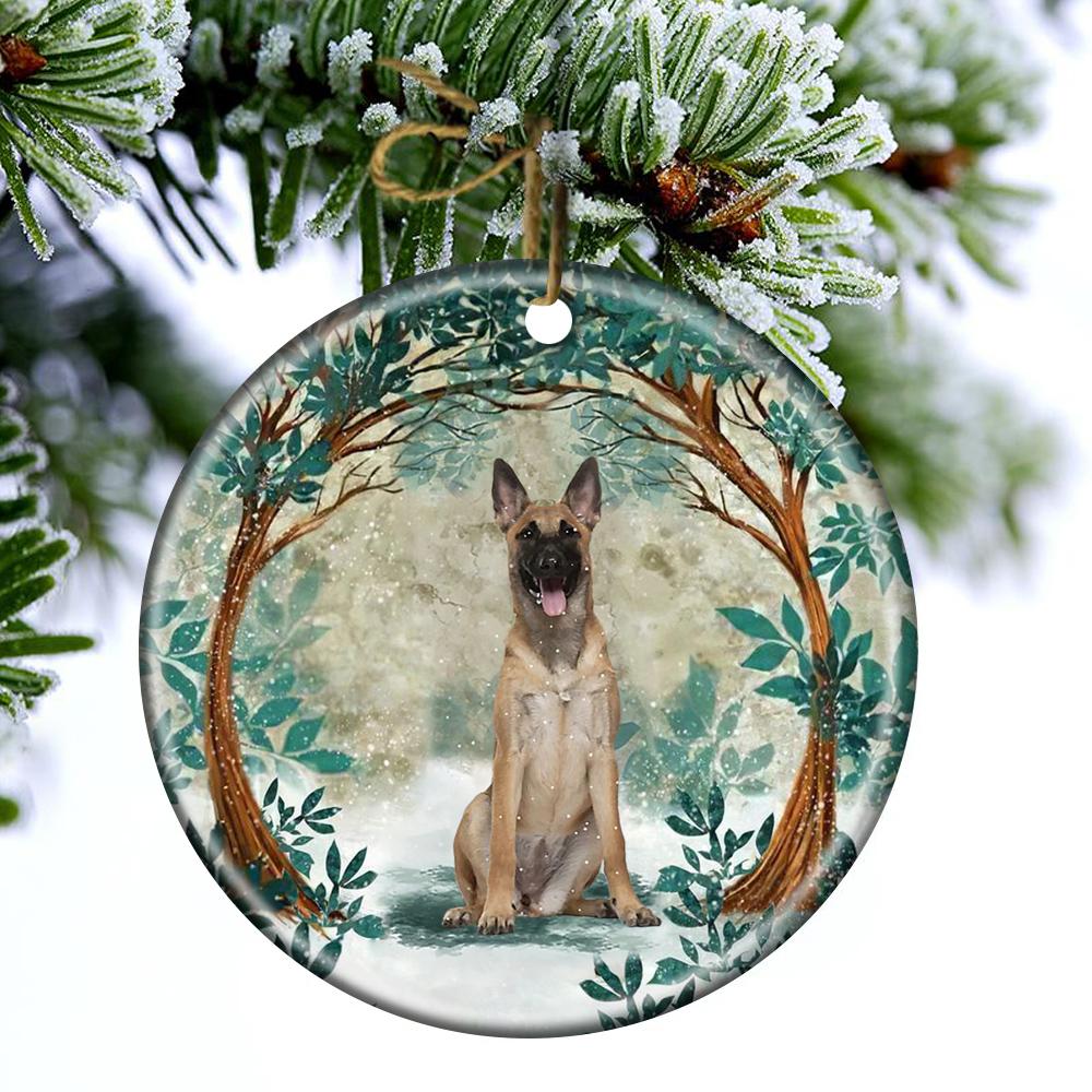 Belgian Malinois Among Forest Porcelain/Ceramic Ornament