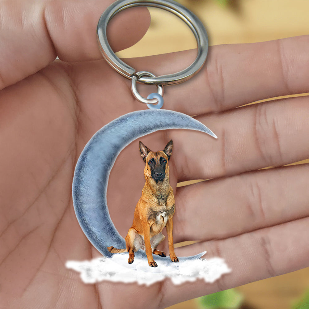 Belgian Malinois Sitting On The Moon Flat Acrylic Keychain