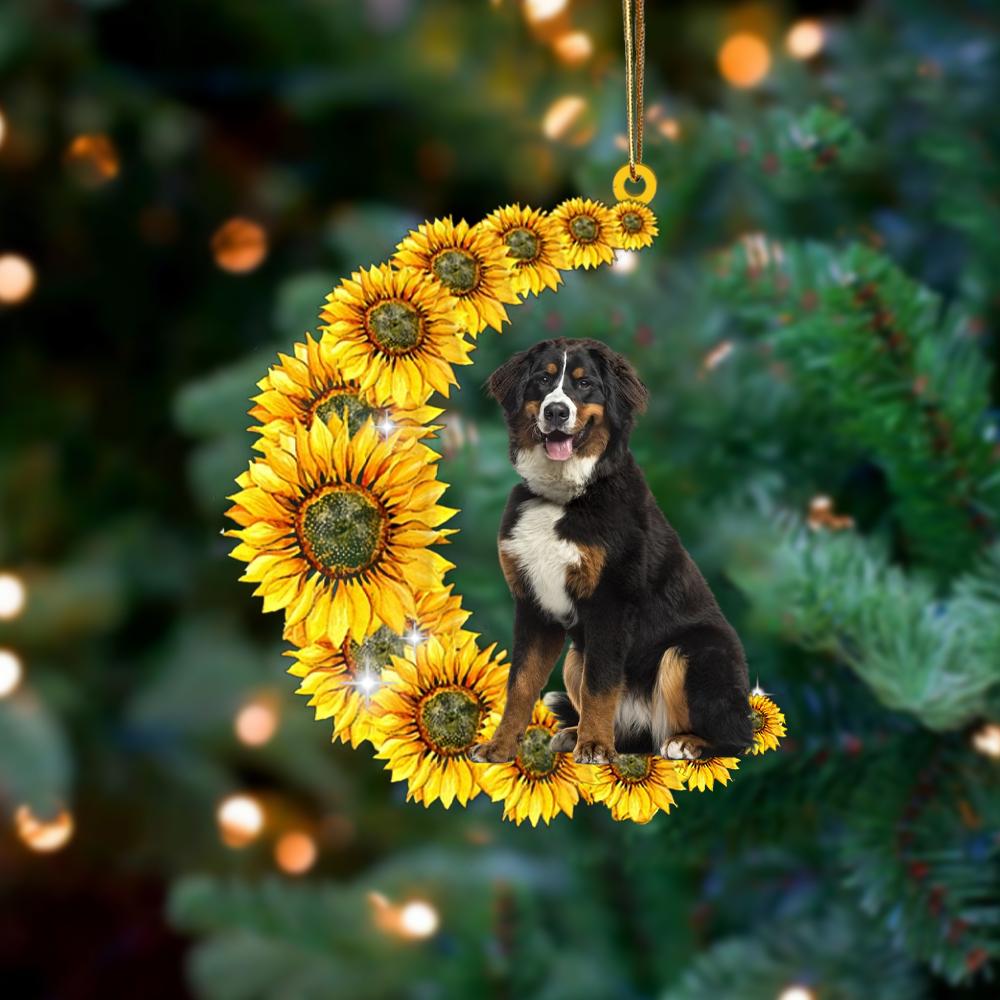 Bernese Mountain On Sunflower Moon Ornament
