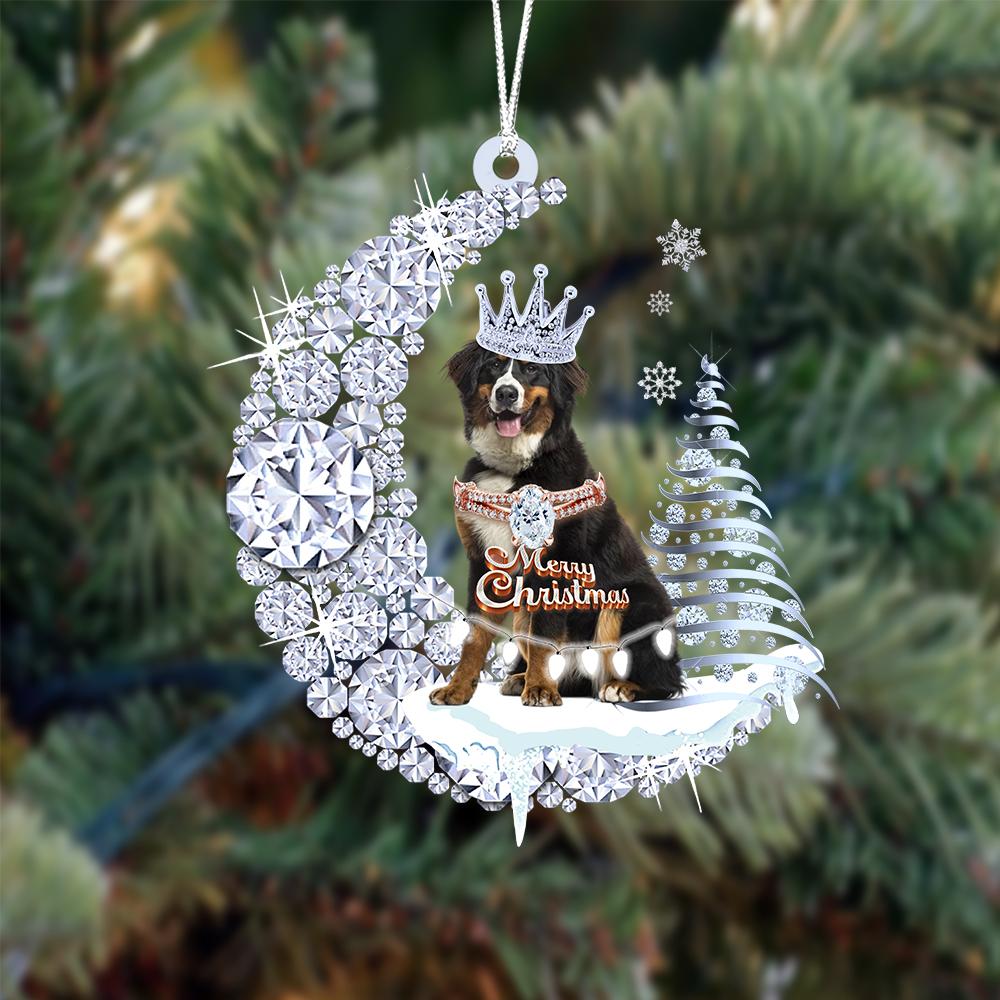 Bernese Mountain Diamond Moon Merry Christmas Ornament