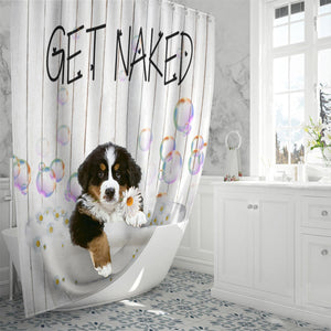 Bernese Mountain Get Naked Daisy Shower Curtain