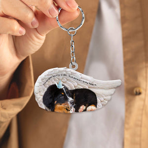 Bernese Mountain Dog Sleeping Angel - Forever In My Heart Acrylic Keychain