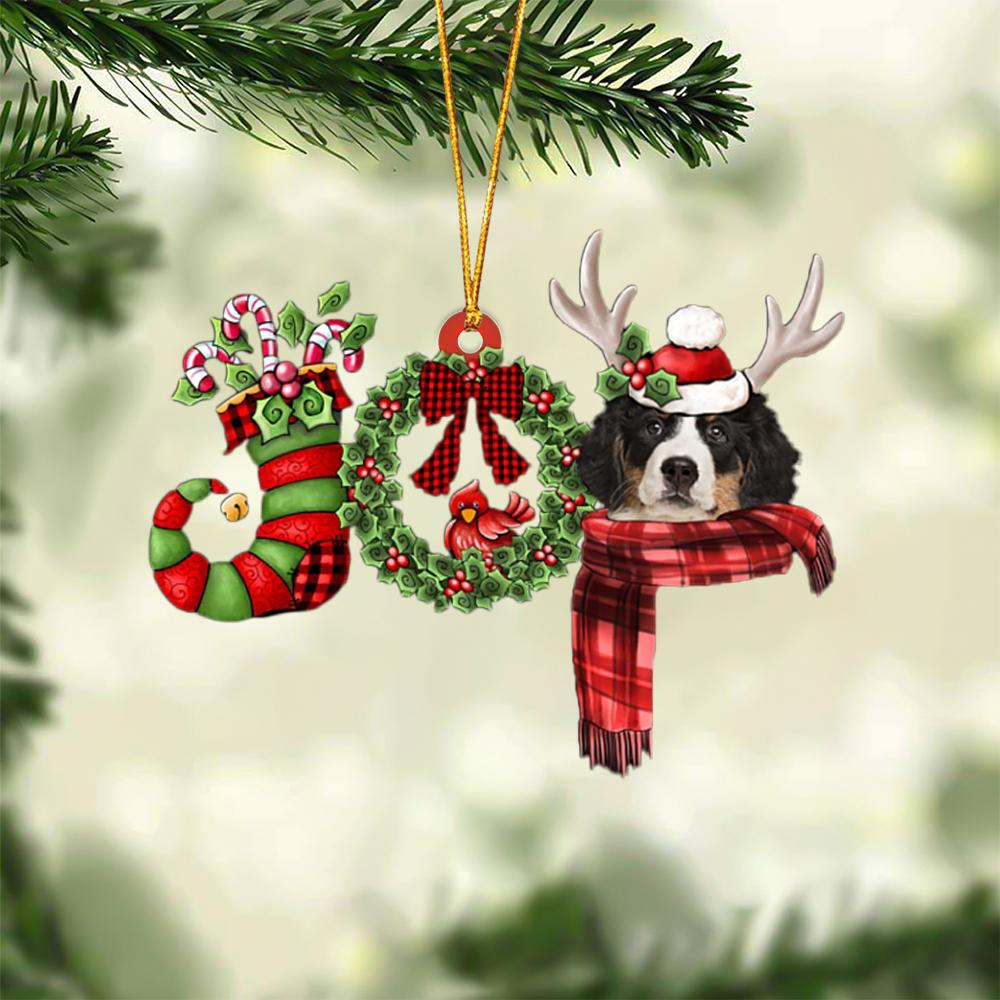 Bernese Mountain Dog JOY Reindeer Hanging Ornament
