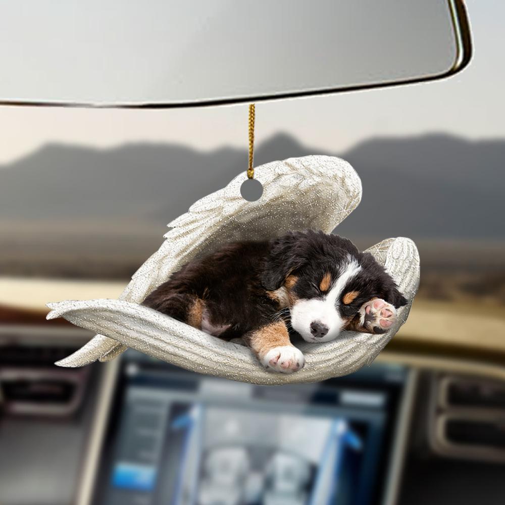 Bernese Mountain Sleeping Angel Car Hanging Ornament