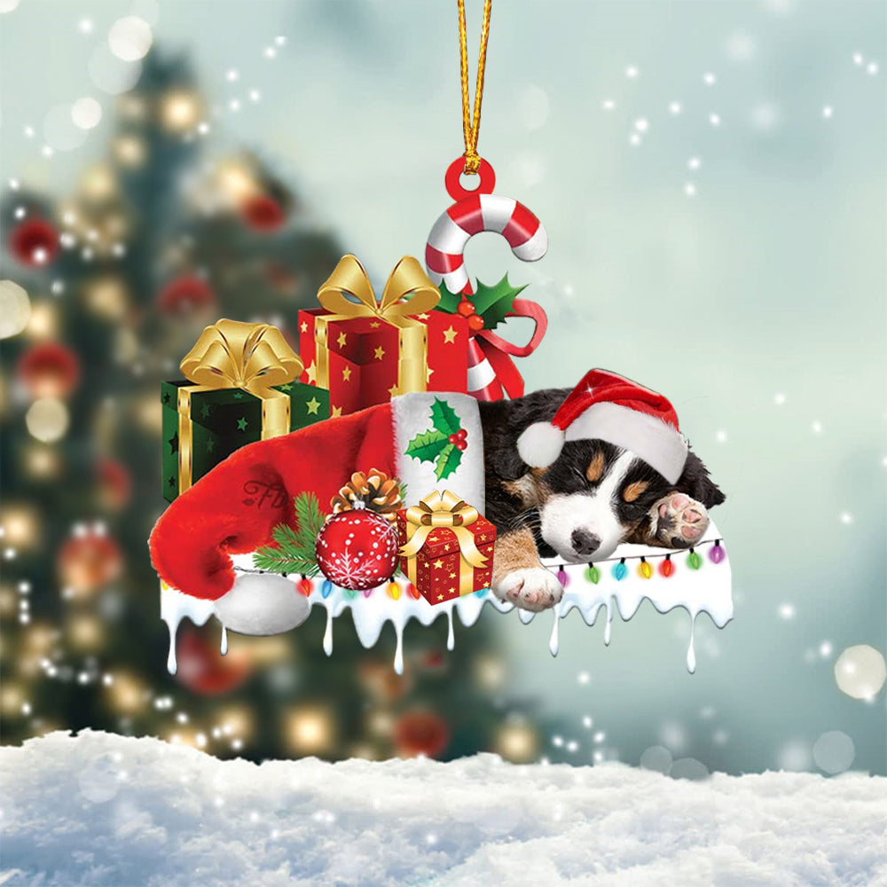 Bernese Mountain Merry Christmas Hanging Ornament-0211