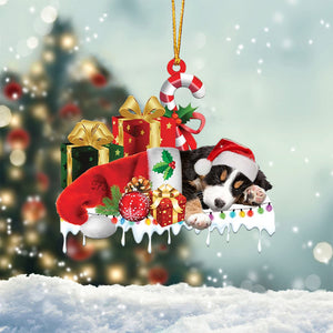 Bernese Mountain Merry Christmas Hanging Ornament-0211