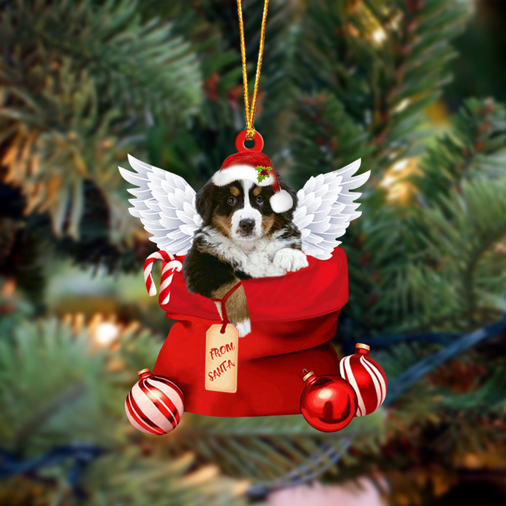 Bernese Mountain Angel Gift From Santa Christmas Ornament