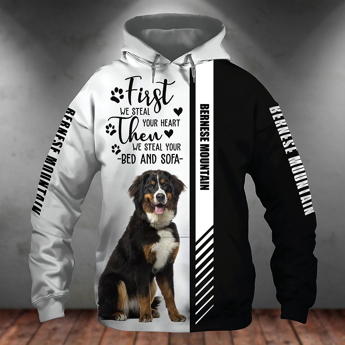 Bernese Mountain-First We Steal Your Heart Unisex Hoodie