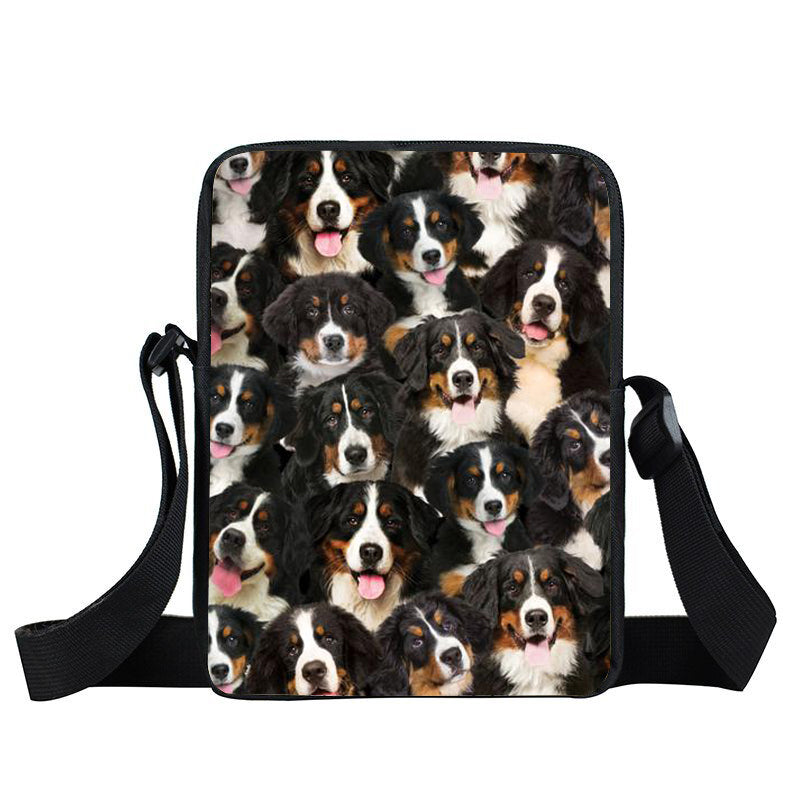 A Bunch Of Bernese Mountains Oxford Cloth Zipped Messenger Bag