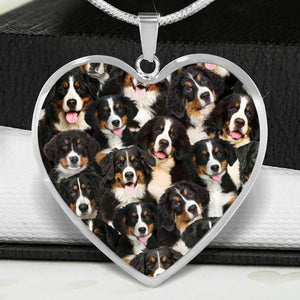 A Bunch Of Bernese Mountains Heart Necklace