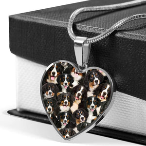 A Bunch Of Bernese Mountains Heart Necklace