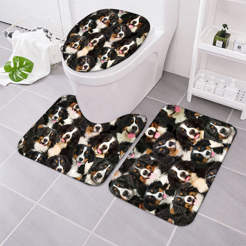 A Bunch Of Bernese Mountains Bathroom Mat Set