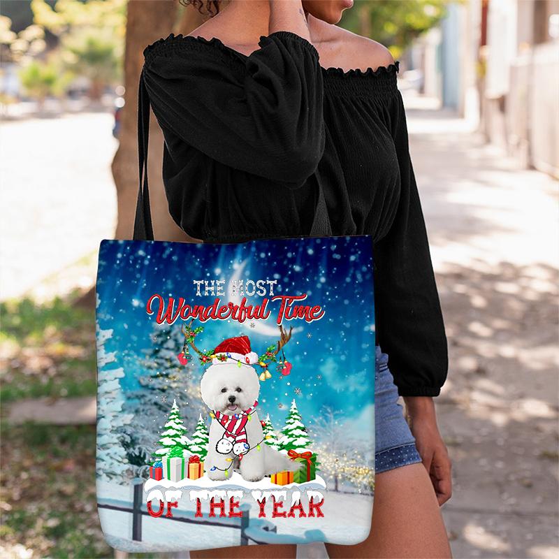 Bichon Frise Christmas Tote Bag