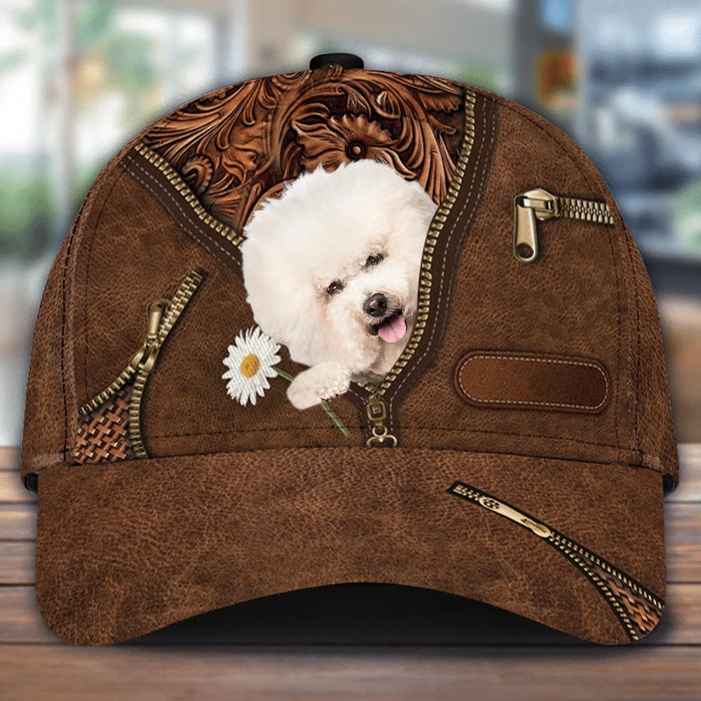 Bichon Frise Holding Daisy Unisex Cap