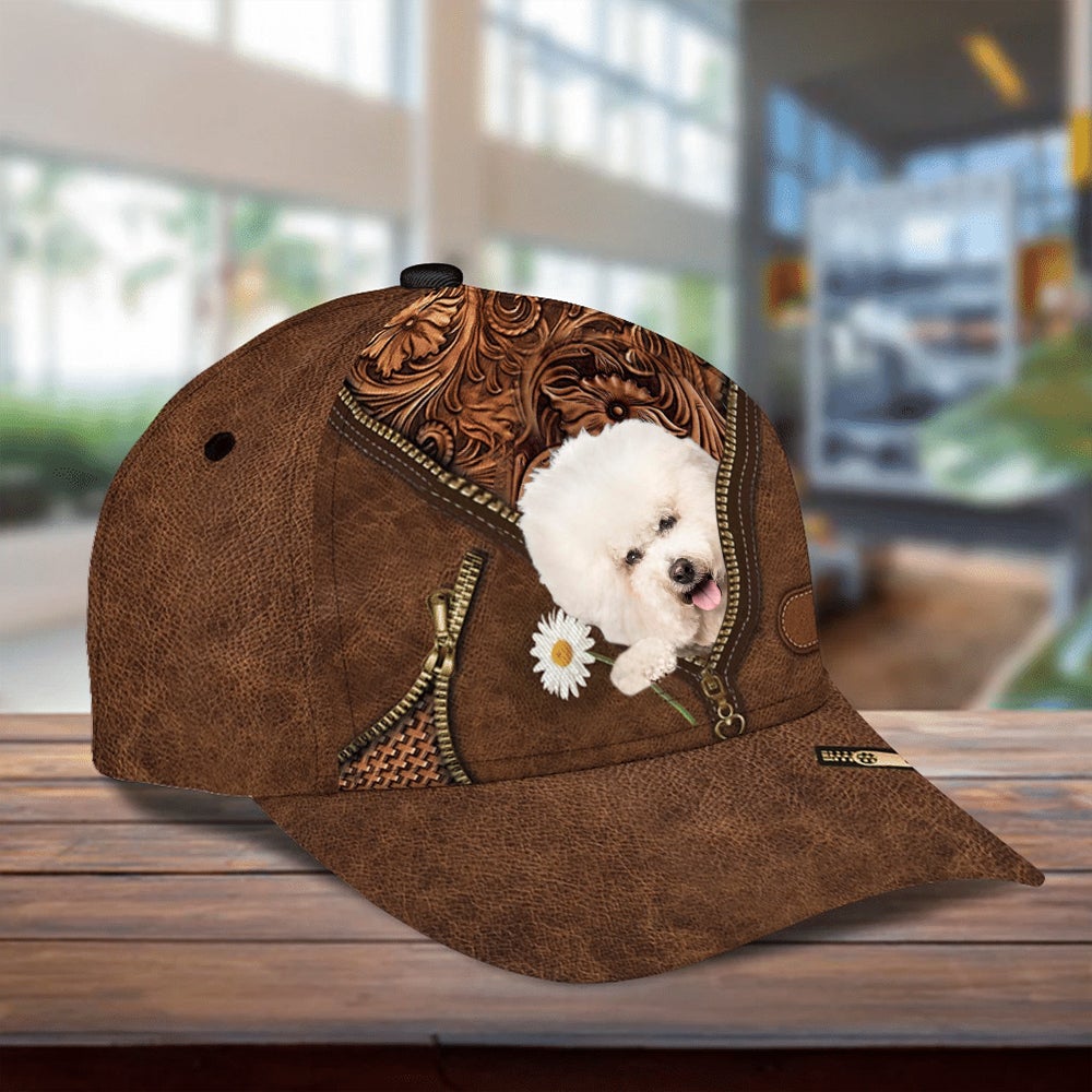 Bichon Frise Holding Daisy Unisex Cap