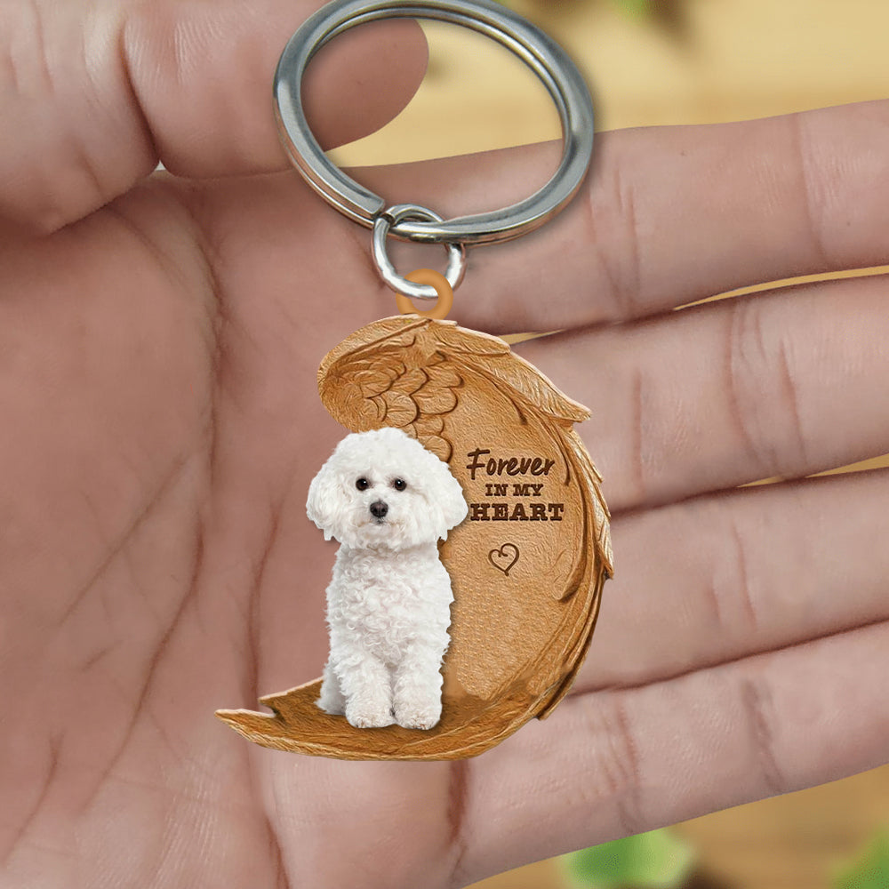 Bichon Frise Forever In My Heart Flat Acrylic Keychain