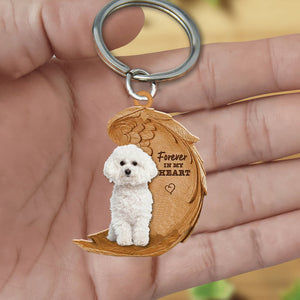 Bichon Frise Forever In My Heart Flat Acrylic Keychain