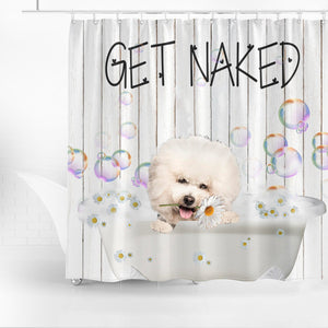 Bichon Frise Get Naked Daisy Shower Curtain