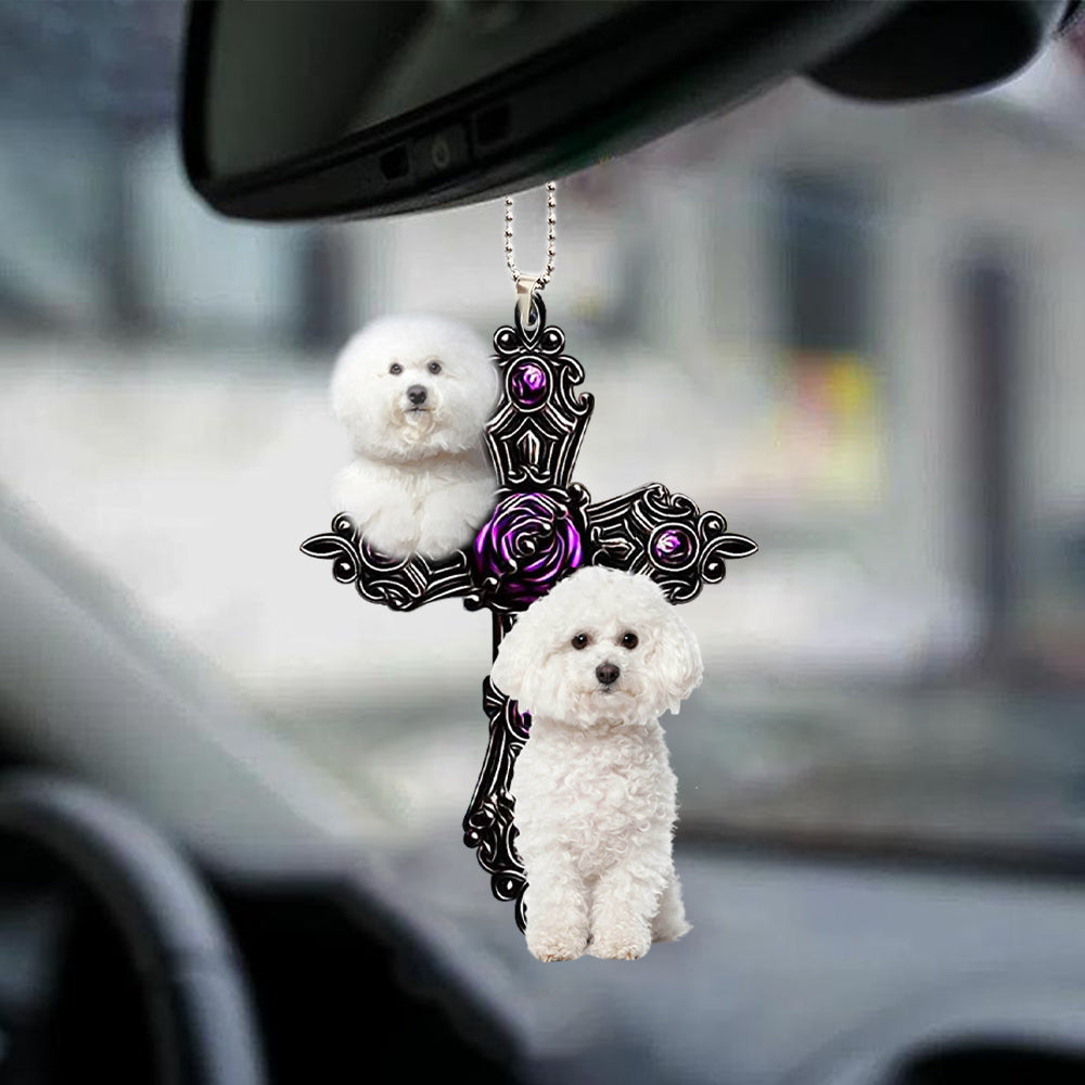 Bichon Frise Pray For God Car Hanging Ornament