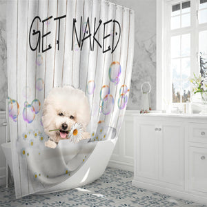 Bichon Frise Get Naked Daisy Shower Curtain