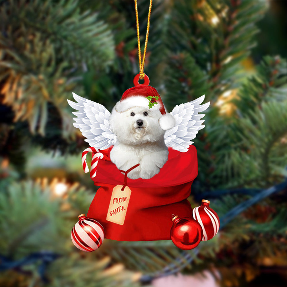 Bichon Frise03 Angel Gift From Santa Christmas Ornament