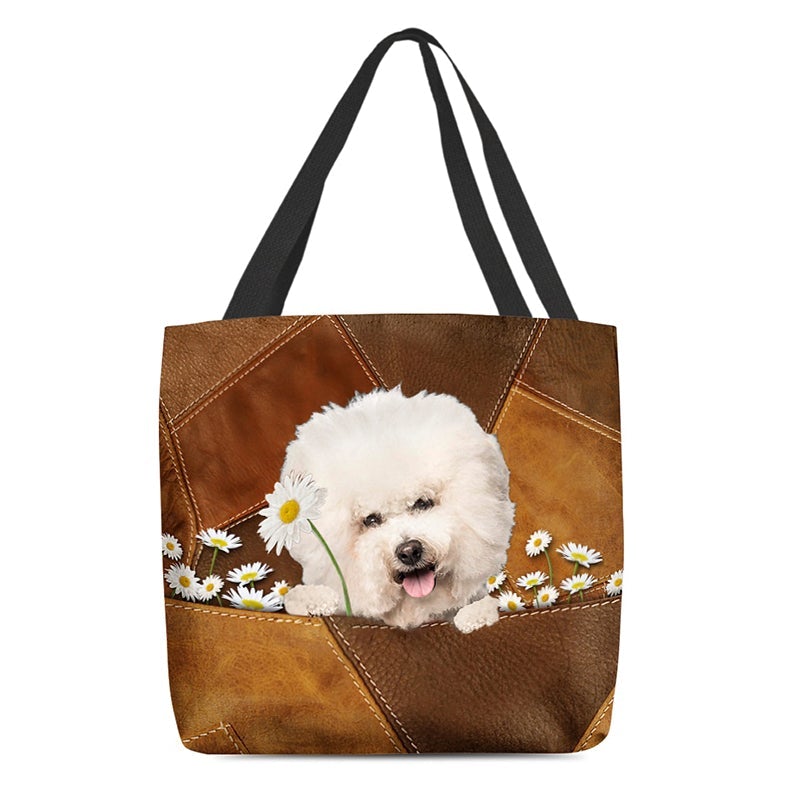Bichon Frise Holding Daisy  All Over Printed Tote Bag