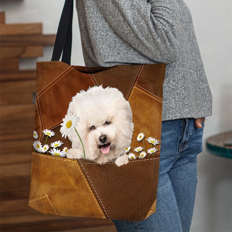 Bichon Frise Holding Daisy  All Over Printed Tote Bag