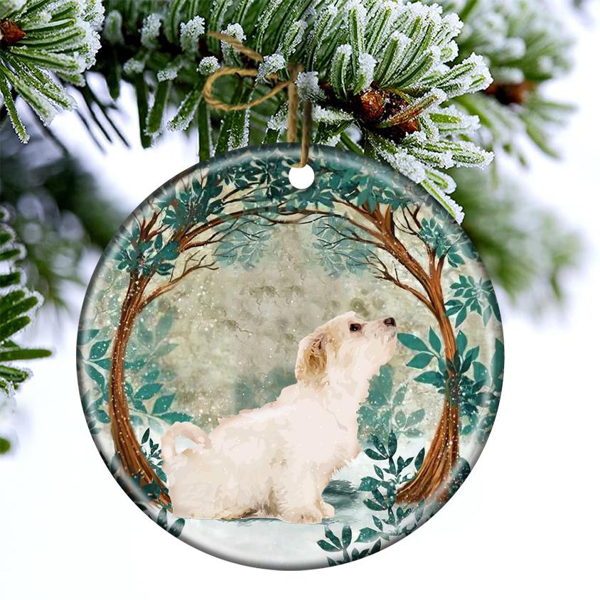 Bichon Frise Among Forest Porcelain/Ceramic Ornament