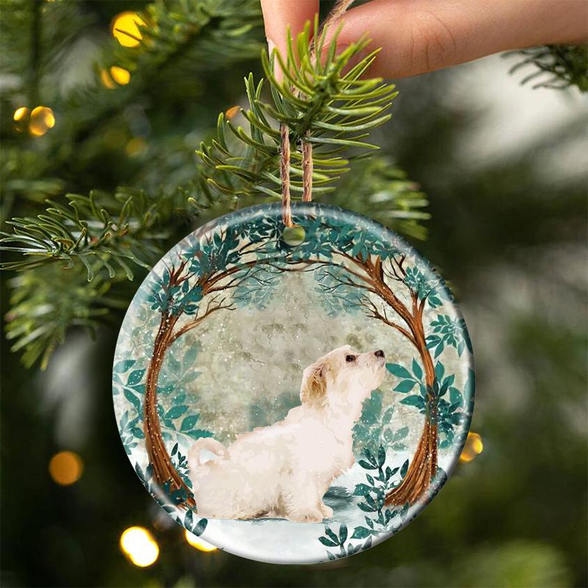 Bichon Frise Among Forest Porcelain/Ceramic Ornament