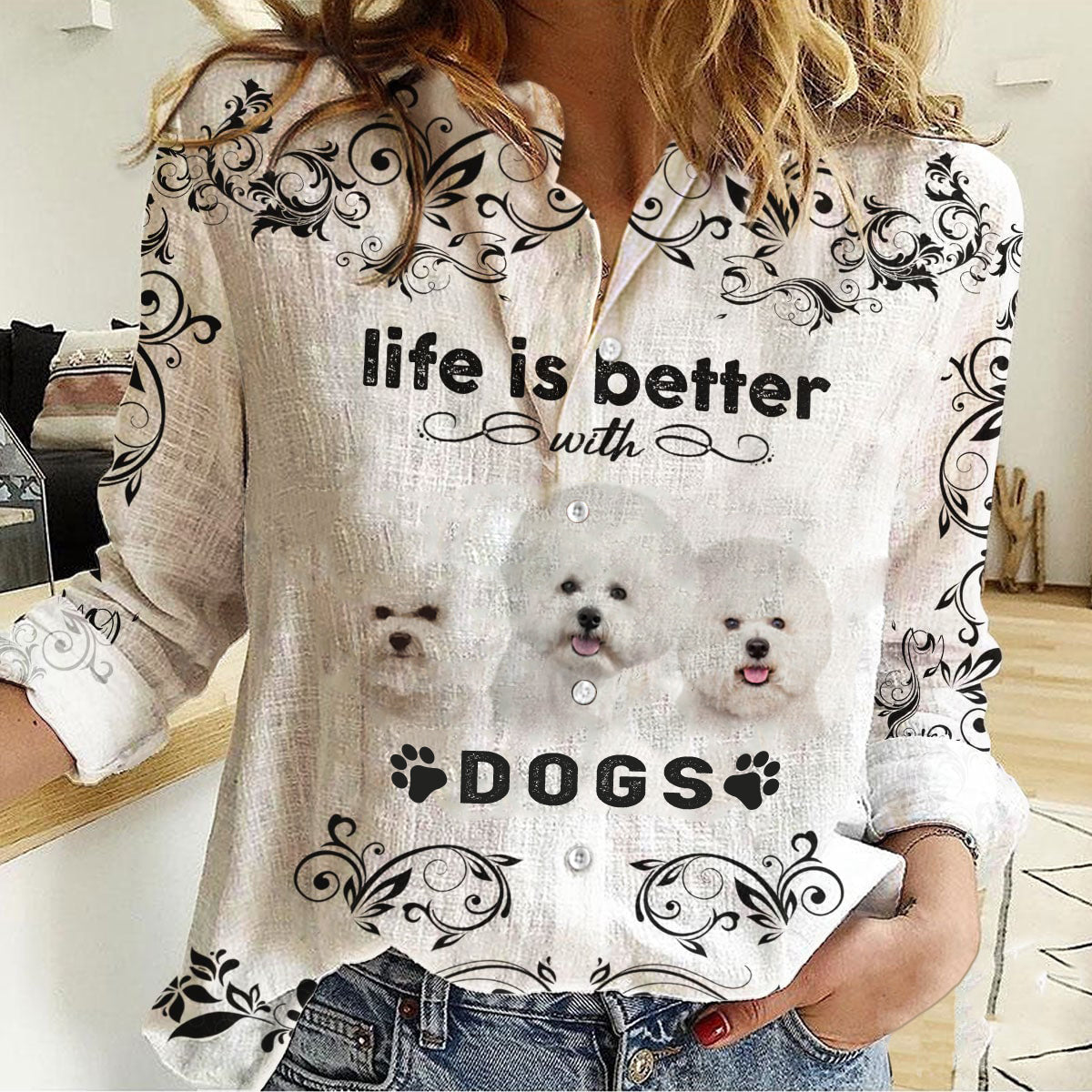 Bichon Frise -Life Is Better With Dogs Women's Long-Sleeve Shirt