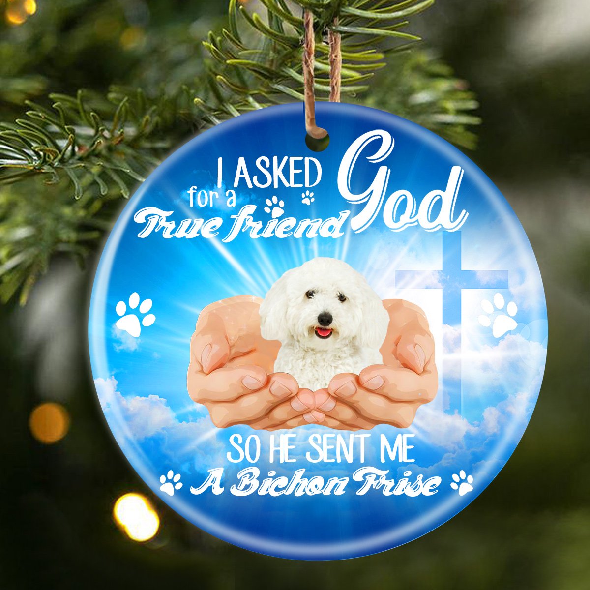 God Send Me A/An Bichon Frise Porcelain/Ceramic Ornament