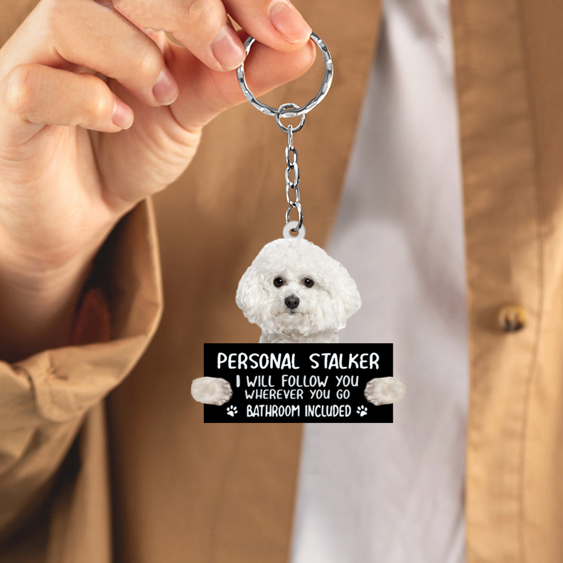 Bichon Frise Personal Stalker Acrylic Keychain
